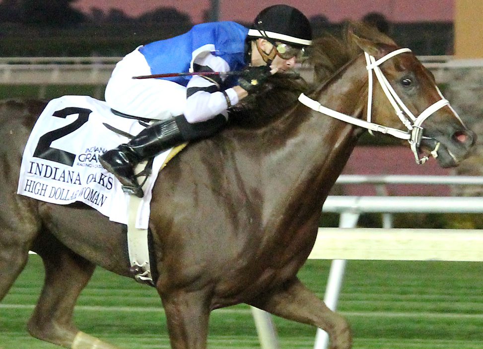 Super Saver Filly Steals Indy Oaks in the Slop