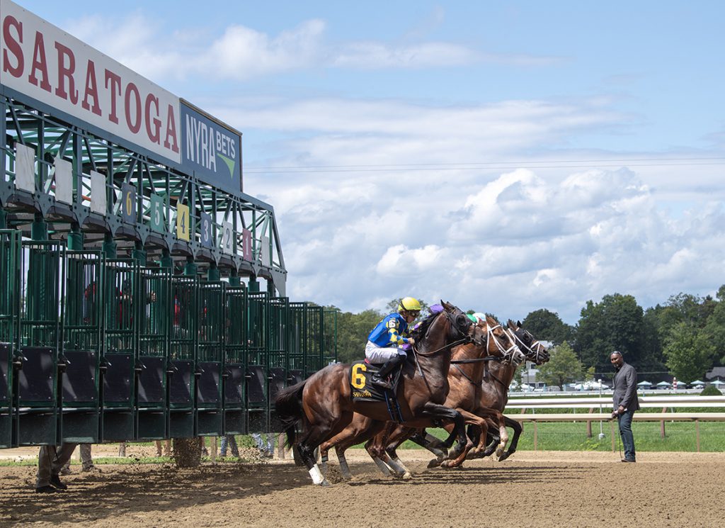 Horses racing at Saratoga Race Course