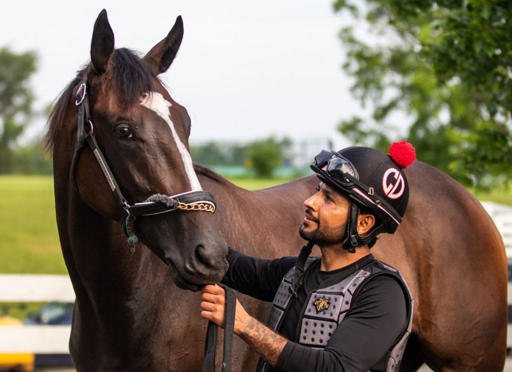 Nymue with exercise rider Francisco Lopez