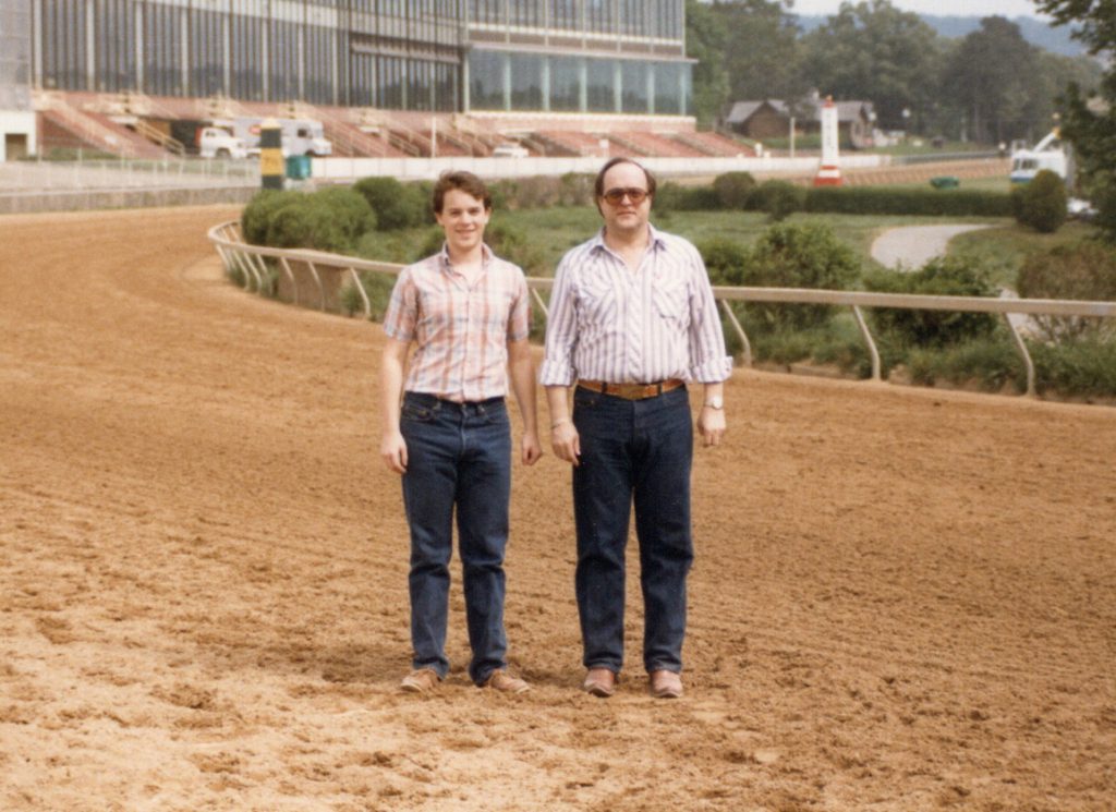 Richard Glover Jr. and his father at Oaklawn Park in 1983, the year Althea won the Arkansas Derby.