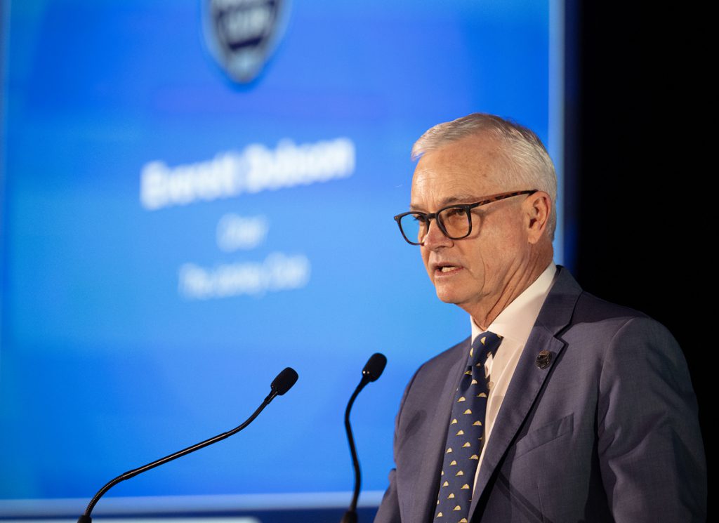 Everett Dobson speaks at The Jockey Club Round Table